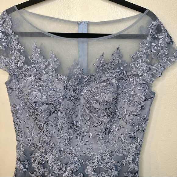 La Femme Dusty Blue Embellished Gown Sz12 - Picture 3 of 13
